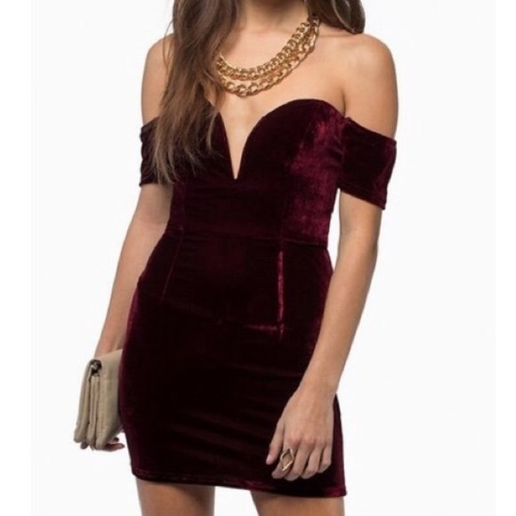 Purple Off Shoulder Velvet Mini Dress Size S - Picture 3 of 4